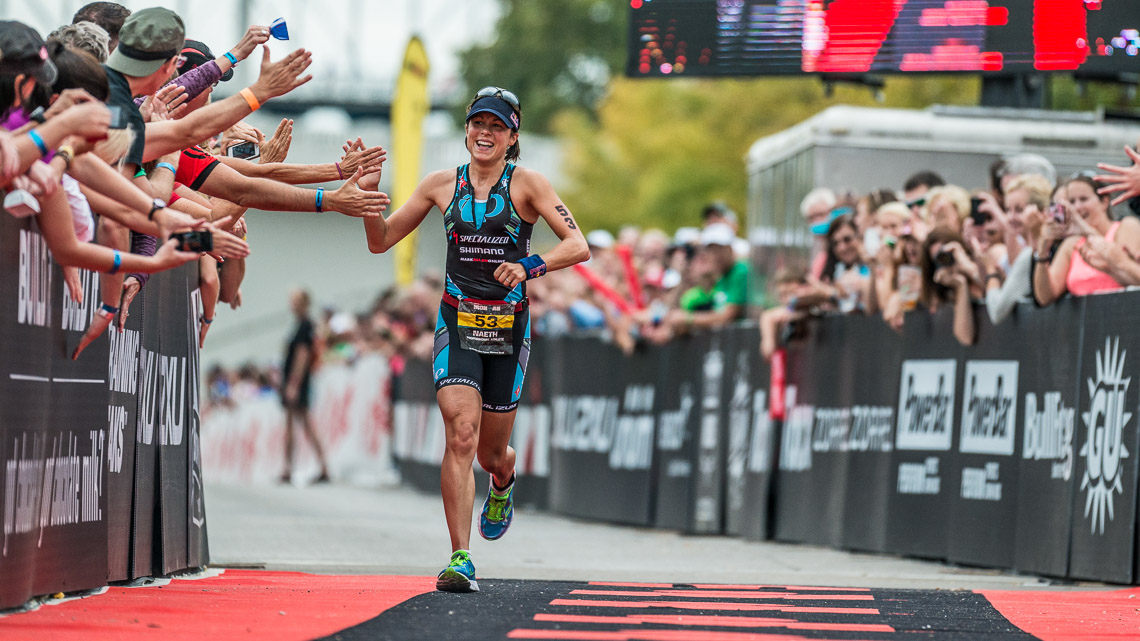 Angela Naeth celebrates her first full distance win.