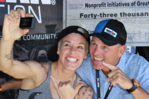 Oh...just IRONMAN World Championship 3rd Place Female, Heather Jackson, and Mike Reilly hanging out at the IMF Tent at IMAZ!