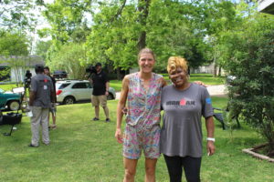 Professional Triathlete, Tine Deckers, with Ms. Angela. Tine was gracious enough to come spend some time and help out at the Service Project on Wednesday morning. 