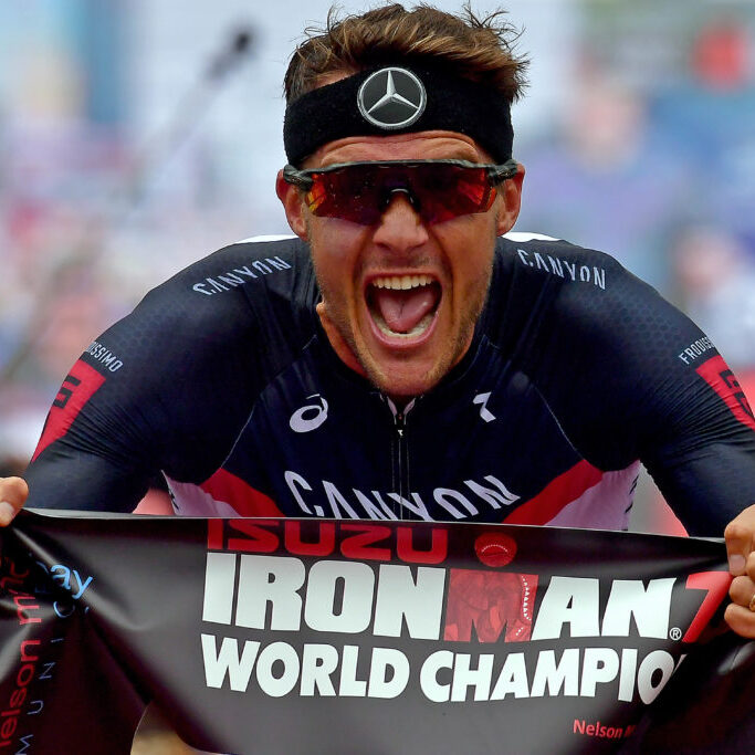PORT ELIZABETH - SEPTEMBER 2:  Jan Frodeno of Germany wins the the Isuzu IRONMAN 70.3 World Championship Men in Port Elizabeth, South Africa on September 2, 2018. Over 4,500 athletes from over 100 countries will be represented in this years 70.3 World Championship. (Photo by Donald Miralle/Getty Images for IRONMAN).